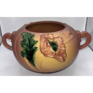 Roseville Pottery Vintage Poppy Vase "Rose Bowl" Art Deco
